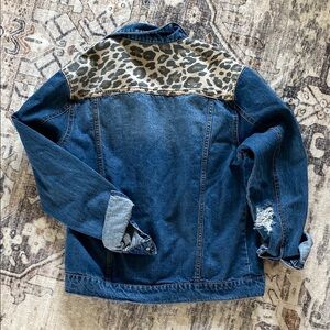 Forever 21 Denim Jacket with Leopard Print Accent